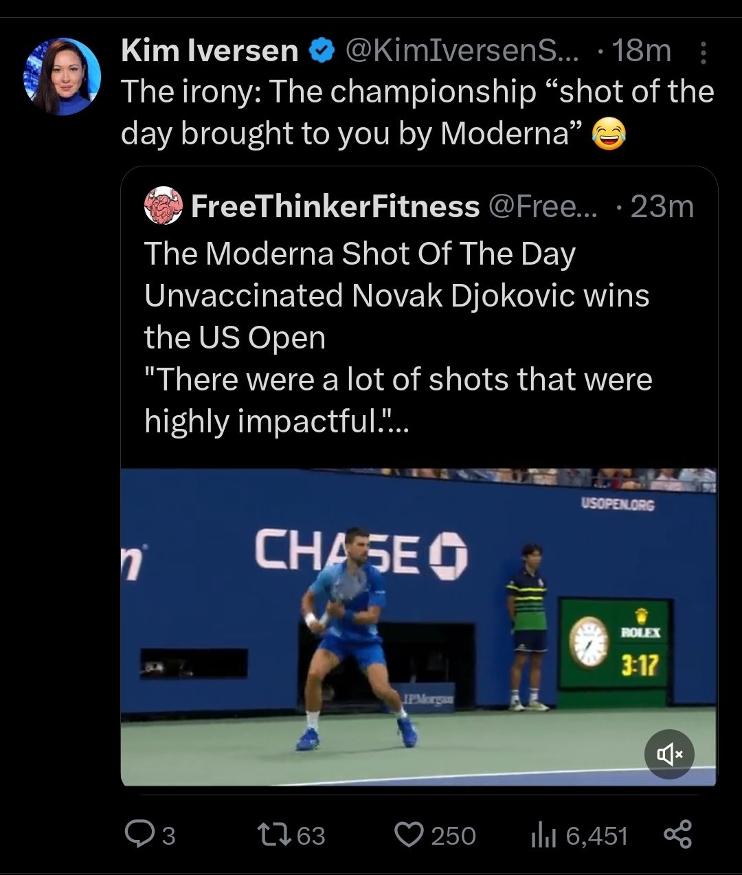 Irony, pro tennis version